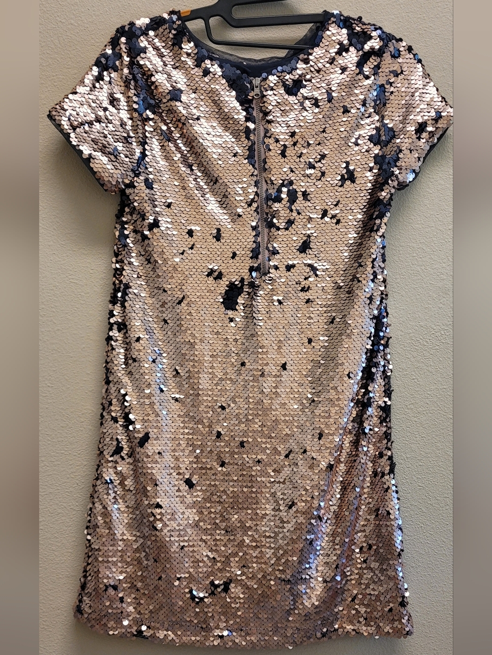 GAP kids Sequin Dress Rose Gold and Navy Blue Short Sleeve  XL - Picture 6 of 9